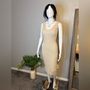 Forever 21 Cream Ribbed Midi Dress